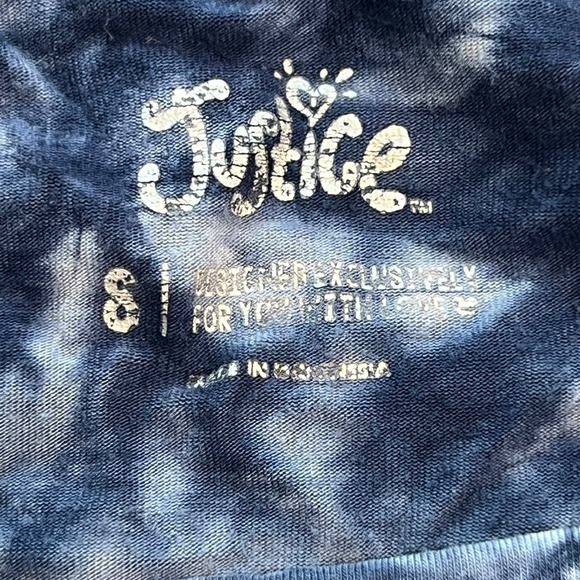 Justice Girls Flowy Long Sleeve Tunic Top Shirt Navy Blue White Tie‎ Dye Size S - Picture 3 of 4